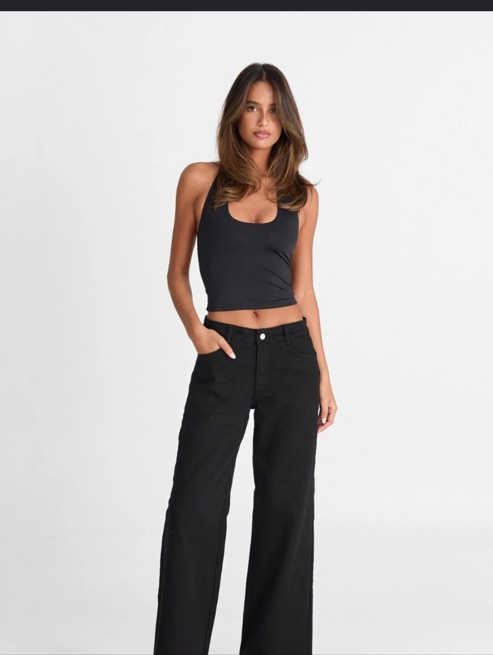 Sasha Therese Aliyah Wide Leg Jeans Pants Black NWT Small